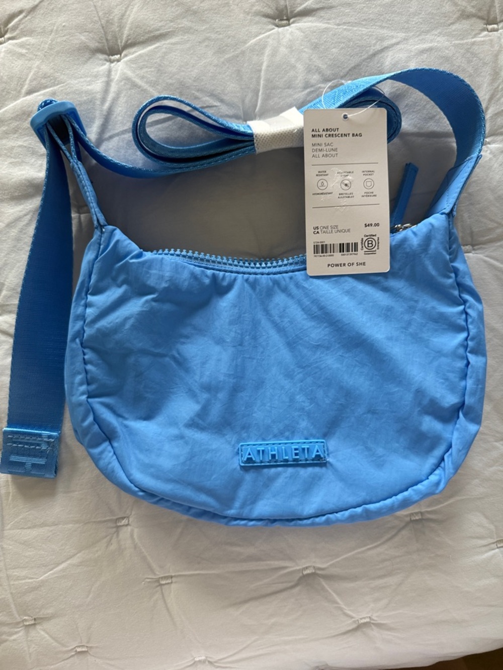 Athleta Blue Mini Crescent Crossbody Bag NWT